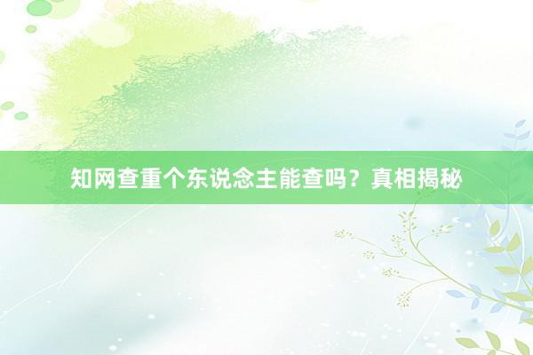 知网查重个东说念主能查吗？真相揭秘