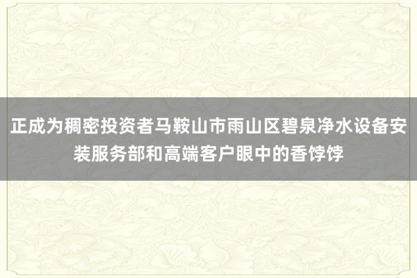 正成为稠密投资者马鞍山市雨山区碧泉净水设备安装服务部和高端客户眼中的香饽饽